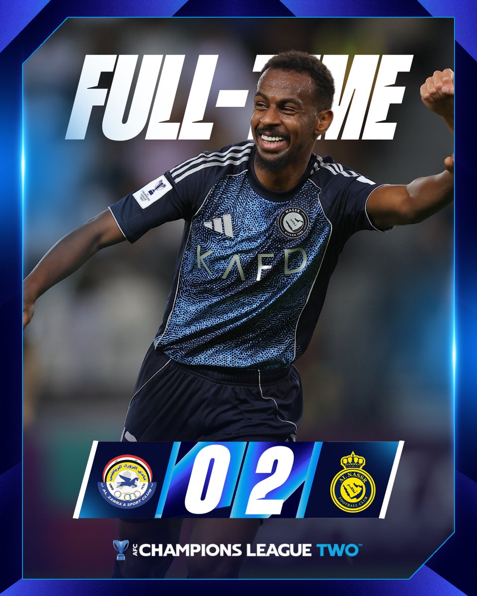 TheAFCCL's tweet image. 𝗙𝗧 | 🇮🇶 Al Zawraa 0️⃣-2️⃣ Al Nassr 🇸🇦
Al Nassr secure all three points in Baghdad courtesy of goals from Al Khaibari and Joao Felix ⚡💪
#ACLTwo | #ZWRvNSR