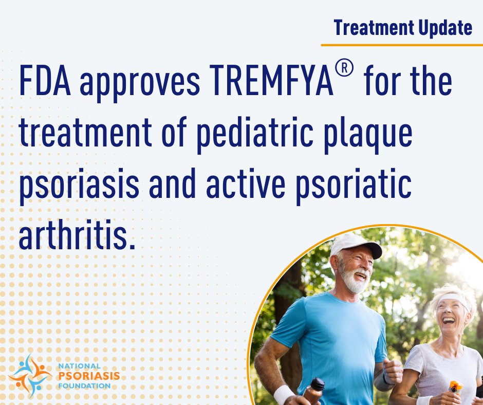 NPFPro's tweet image. Tremfya® has just been approved for the treatment of children who are 6 years and older, and live with moderate to severe plaque psoriasis. This new indication marks the first and only (IL) - 23 inhibitor available to the pediatric population. Learn more🔗psoriasis.org/advance/tremfy…