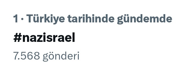 Türkiye gündeminde 1. Sıradayız. Bu gece bu tagı dünya gündemine acilen sokmalıyız. Sessiz kalma! Eğer bu tweeti görüyorsan yorum olarak #nazisrael yazar mısınız ?