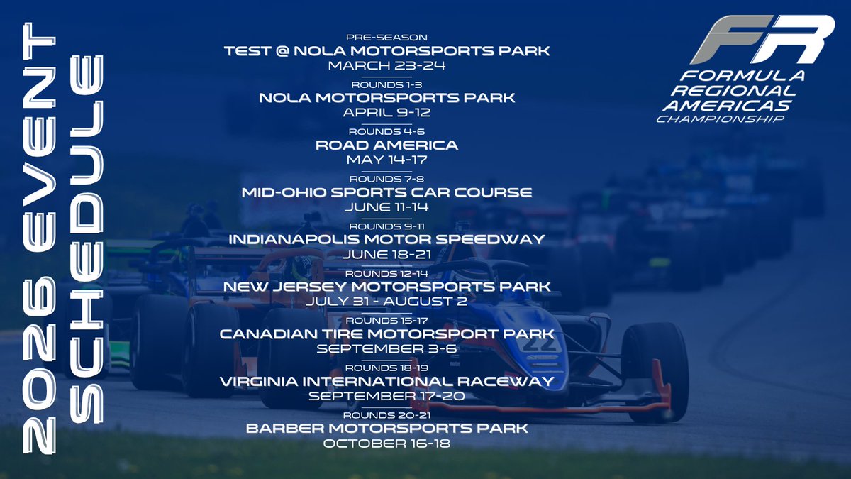 FR Americas (@framericas) on Twitter photo 🚨BREAKING NEWS🚨 FR Americas, <a href="/F4Championship/">F4 U.S. Championship</a> and <a href="/LigierJFC/">Ligier Junior Formula Championship</a> Unveil 2026 Schedules! Drop a comment & tell us which track you're most excited about!
Read more: framericas.com/articles/20199… 🚨BREAKING NEWS🚨 FR Americas, <a href="/F4Championship/">F4 U.S. Championship</a> and <a href="/LigierJFC/">Ligier Junior Formula Championship</a> Unveil 2026 Schedules! Drop a comment & tell us which track you're most excited about!
Read more: framericas.com/articles/20199…