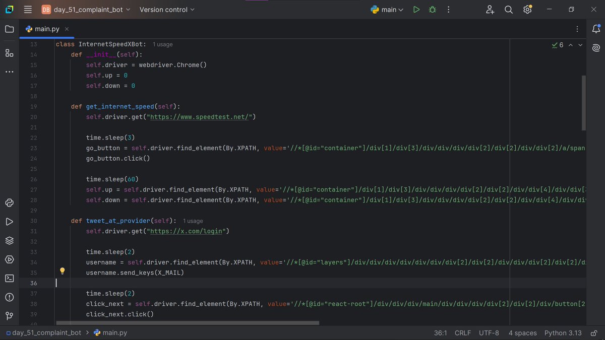 bluedev_py's tweet image. Day 51/100 – Intermediate+
> Selenium WebDriver
> Built an automated internet speed checker & complaint bot
#100DaysOfCode
#pythonprogramming
#pythononlinetraining
