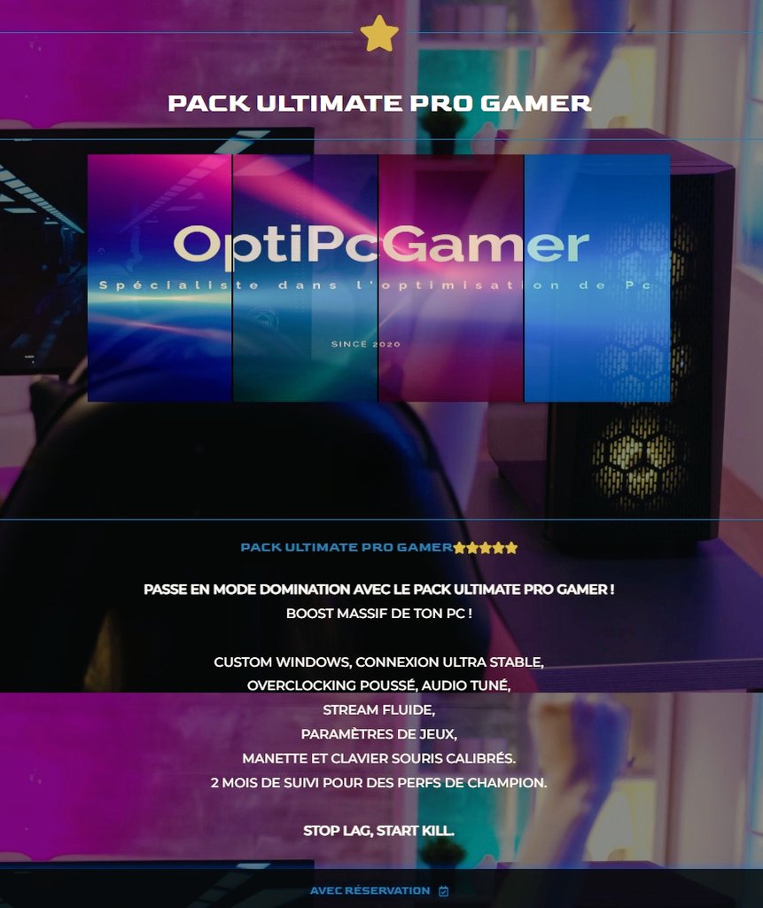 💻🎮 Le Pack Ultimate Pro Gamer n’a pas d’équivalent sur le marché de l’optimisation PC.

👉 Boost maximal des FPS
👉 Latence réduite au minimum
👉 Réactivité au top
La performance sans compromis.

Prêt à dominer dès la sortie de #BlackOps7 et #Battlefield 🚀

👉
