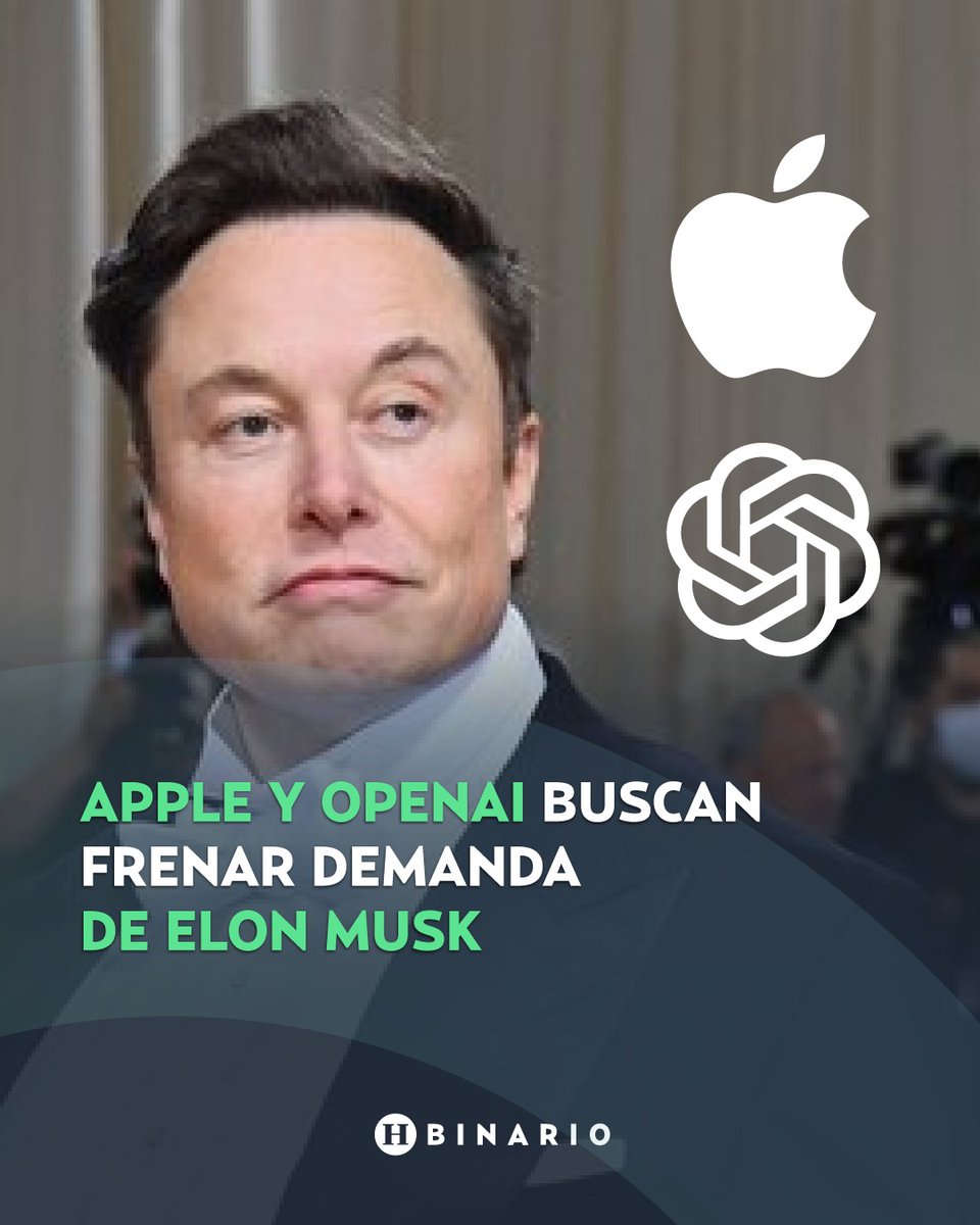 Apple y OpenAI pidieron a un juez federal en Texas desestimar la demanda presentada por Elon Musk y su empresa xAI⚖️

La disputa comenzó tras el acuerdo entre Apple y OpenAI para integrar la inteligencia artificial en los iPhone, movimiento que Musk considera una práctica que
