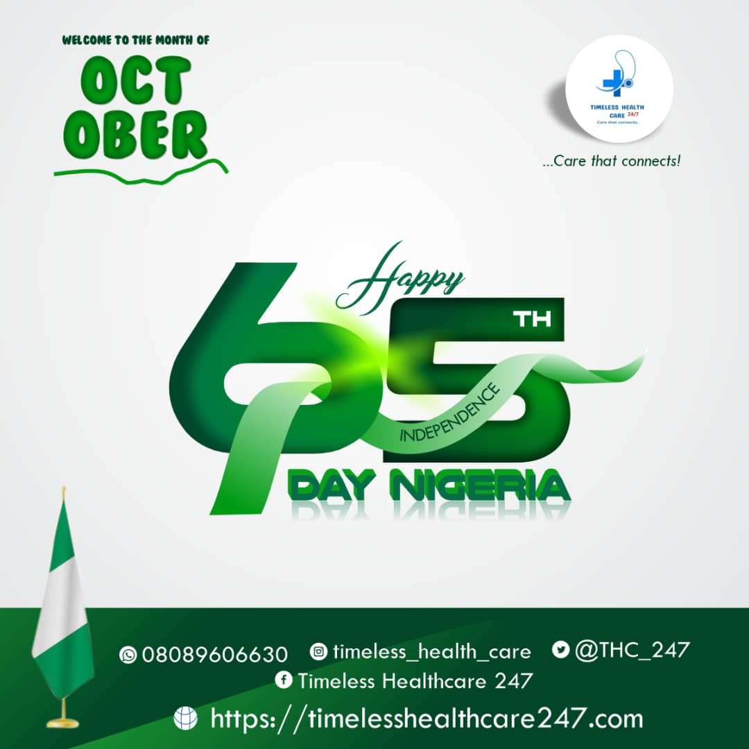 THC_247's tweet photo. 🇳🇬 Happy 65th Independence, Nigeria!
Good health is true freedom. This October, access 24/7 quality healthcare anytime, anywhere. 💚

📲 Timeless Healthcare 247 – Care that connects!
#NigeriaAt65 
#Telemedicine 
#October https://t.co/I9ho0MZVFW