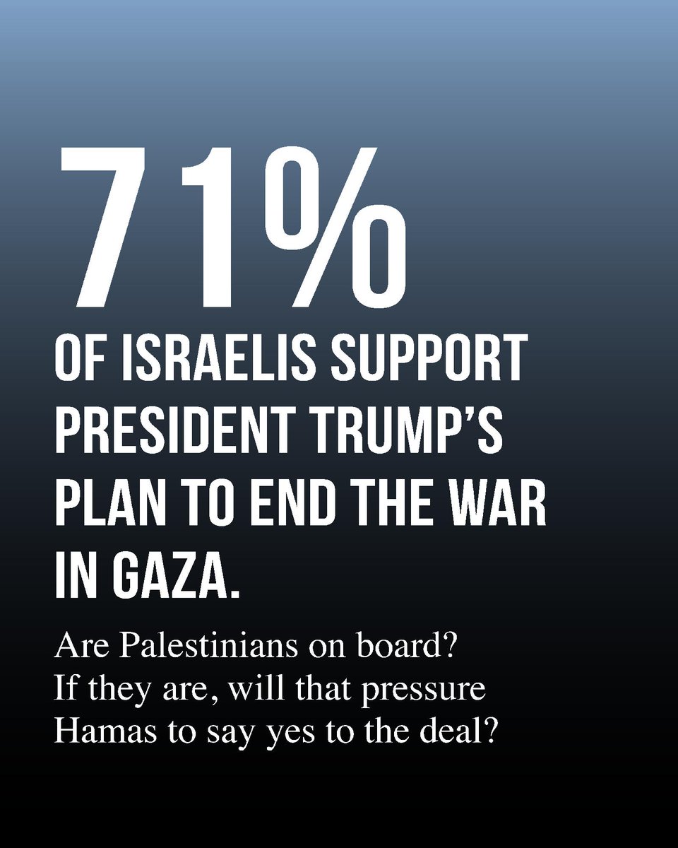 Israelis are on board with President Trump's plan to end the war in Gaza.

Are Palestinians on board? And if they are, will Hamas be influenced by what Palestinians want?