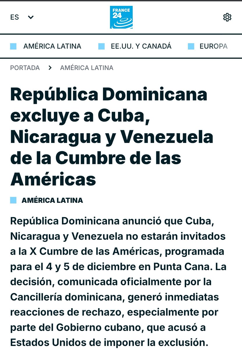 evoespueblo's tweet image. Condenamos la decisión del gobierno de la República Dominicana de excluir a Cuba, Venezuela y Nicaragua de la próxima Cumbre de las Américas que debe realizarse en ese país. 

Ese espacio, en lugar de ser uno de integración se ha convertido en uno de los amigos de los Estados…