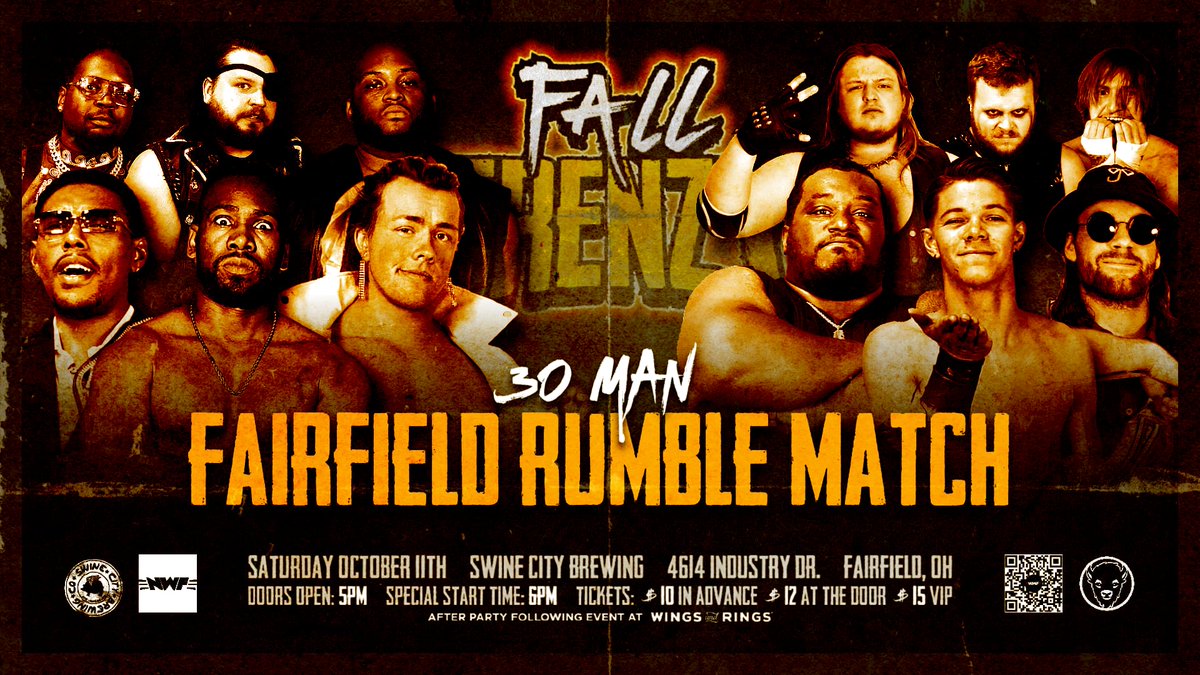 You never know what could happen in the annual Fairfield Rumble!

Join us for #FallFrenzy at Swine City Brewing on October 11th! Tickets are available at nwfwrestling.com/events

🚪: 5 pm
🔔: 6 pm
