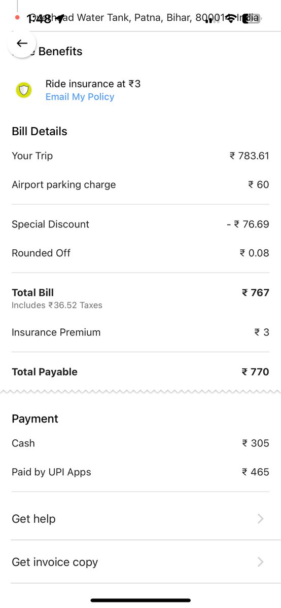 Eklavyachamp's tweet photo. Hey @Olacabs, booked an Airport ride, fare shown was ₹465 &amp; I paid via UPI. After ride, driver’s app showed extra ₹305! Had no choice but to pay. Ended up paying ₹770 instead of ₹465. Daylight robbery &amp; ridiculous!

CRN: 9895021169 https://t.co/cfZT5cg7t0