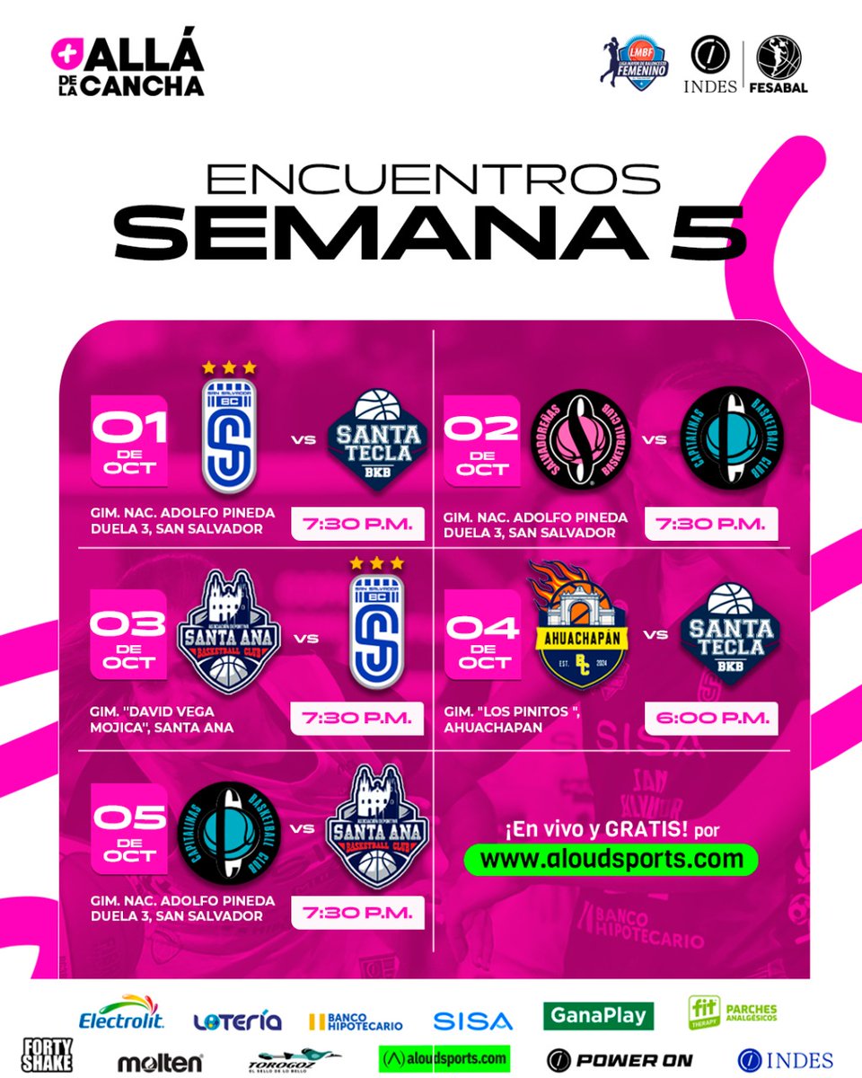 🌟 El mejor básquet femenino sigue encendiendo emociones.
Aquí está la agenda oficial de la semana 5 en la LMBF – Copa GanaPlay 🏀.

💥 ¡La acción está servida!
#MásAlláDeLaCancha