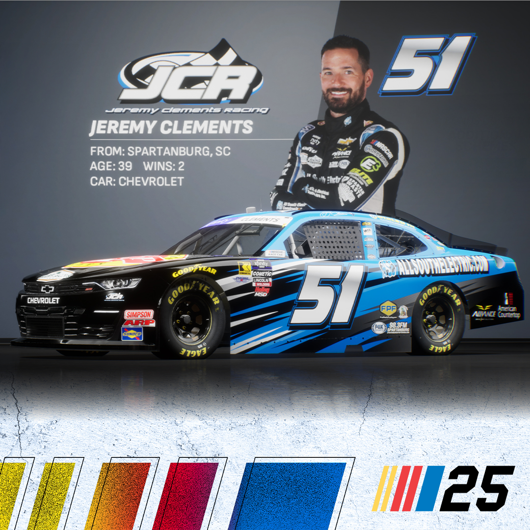 JCR_Clements51's tweet photo. 🔥🏁 The wait is ALMOST over…  @Nascar25Game  drops this MONTH 🗓️10/14! 
It’s your turn to take the wheel🛞like @JClements51 🎮🏎️🏁!!!

👉 Pre-order today: https://t.co/eYYGdgf1v6

@XfinityRacing @NASCAR_Xfinity 
#NASCAR25 #Team51 #TeamJCR https://t.co/toR2zr32rZ