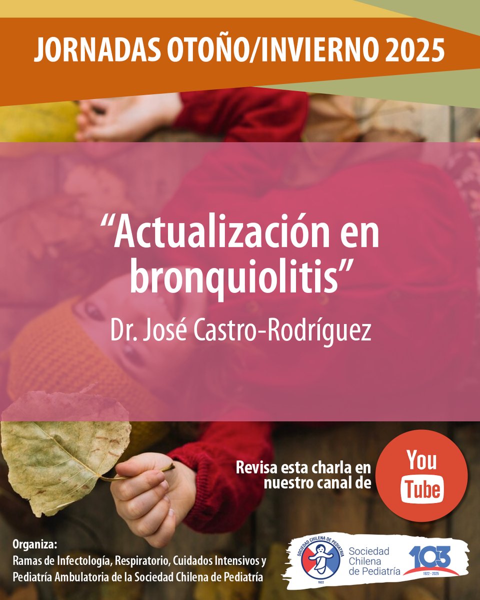MIRA ESTE VIDEO 📹| ACTUALIZACIÓN EN BRONQUILOTISI
Ingresa a nuestro canal de Youtube y revisa el video con la presentación del Dr. José Castro- Rodríguez, pediatra broncopulmonar de la Pontificia Universidad Católica, en las Jornadas Otoño/Invierno 2025 .
youtube.com/watch?v=kRew2z…