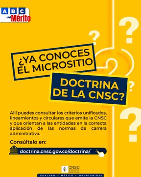 CNSCColombia's tweet photo. #DoctrinaCNSC es un aplicativo que contiene la normatividad que genera la @CNSCColombia y que es relevante para todos los actores involucrados en la administración y vigilancia de la carrera administrativa. 👉🏽Consulta las novedades en➡️ https://t.co/XzfRw5NQQ0 #ABCdelMérito https://t.co/tX7mCD33HY
