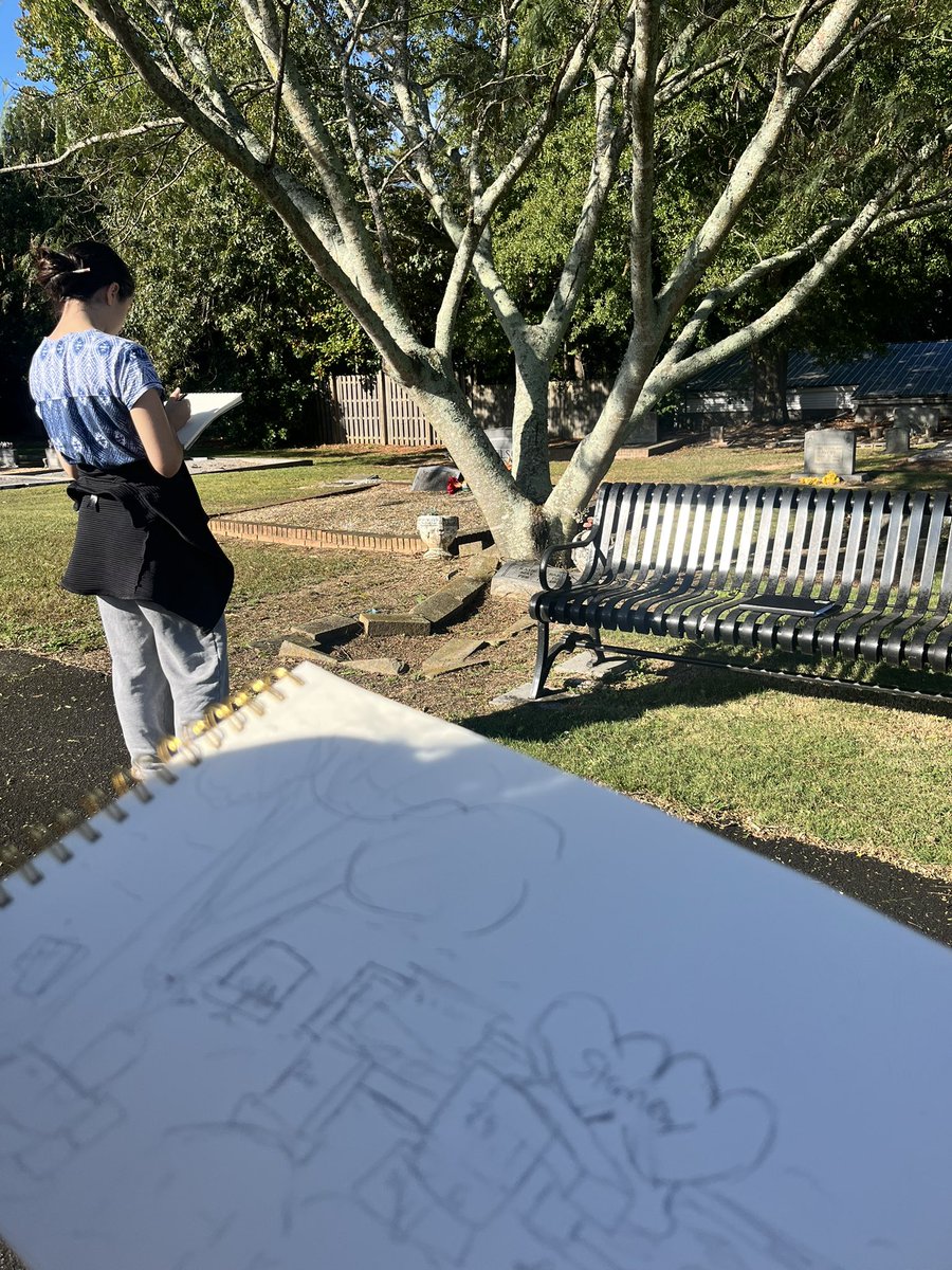 Soaking up the sun and sketching landscapes! Our art students made the most of the beautiful weather by finding inspiration in the serene setting of the cemetery across the street! <a href="/IAFultonSchools/">FCS Innovation Academy</a> <a href="/ArtsFCS/">Elizabeth Eppes</a> <a href="/FultonCoSchools/">FultonCountySchools</a>