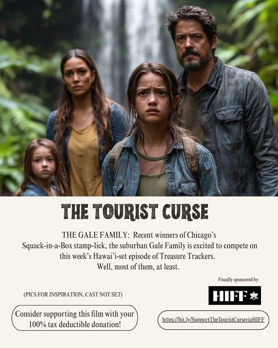 And because nothing says adventure-comedy like a suburban family lost in the tropics...🌊🌴😂
All Donations to THE TOURIST CURSE are fully tax deductible through our fiscal sponsorship with <a href="/HIFF/">Hawaiʻi International Film Festival</a> . Thank you for considering us! #madeinhawaii #indiefilm 🌸
bit.ly/SupportTheTour…