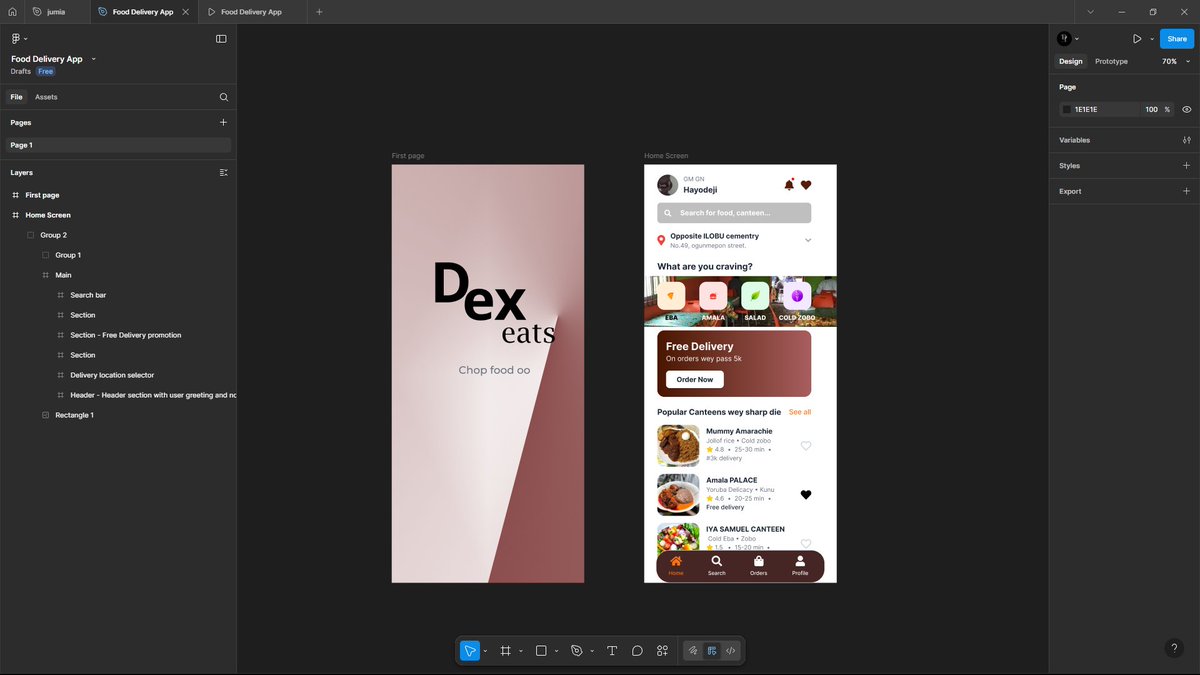 hayodejiii's tweet image. Day 15/30 of learning how to use FIGMA #UIUX #Mobileapplication #fooddelivery