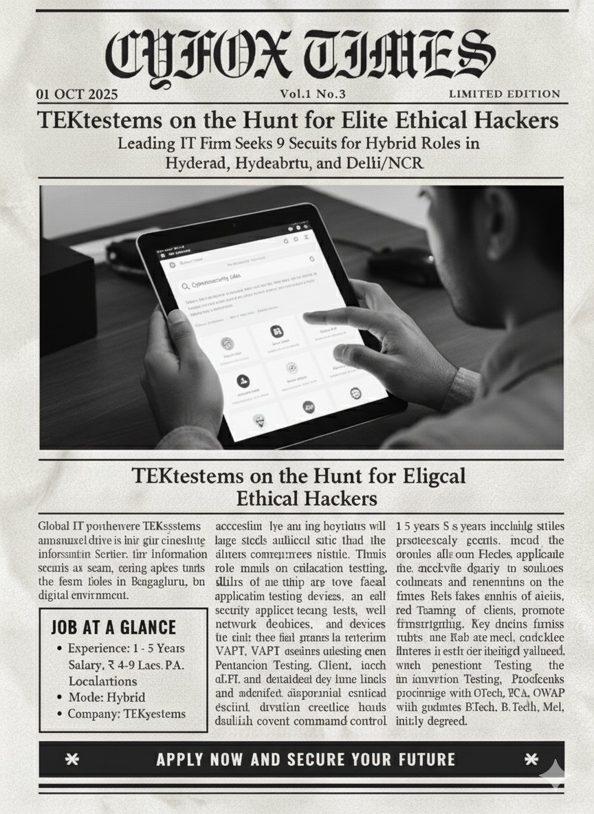 CyfoxPce's tweet image. CyFox Times Exclusive
On the hunt for Eligcal Ethical Hackers 👨‍💻⚡
Stay sharp. Stay ethical. Stay tuned. 🚨

#CyFoxTimes #EthicalHackers #HackTheFuture
#cybersecurity #btech #engineers #Engineering