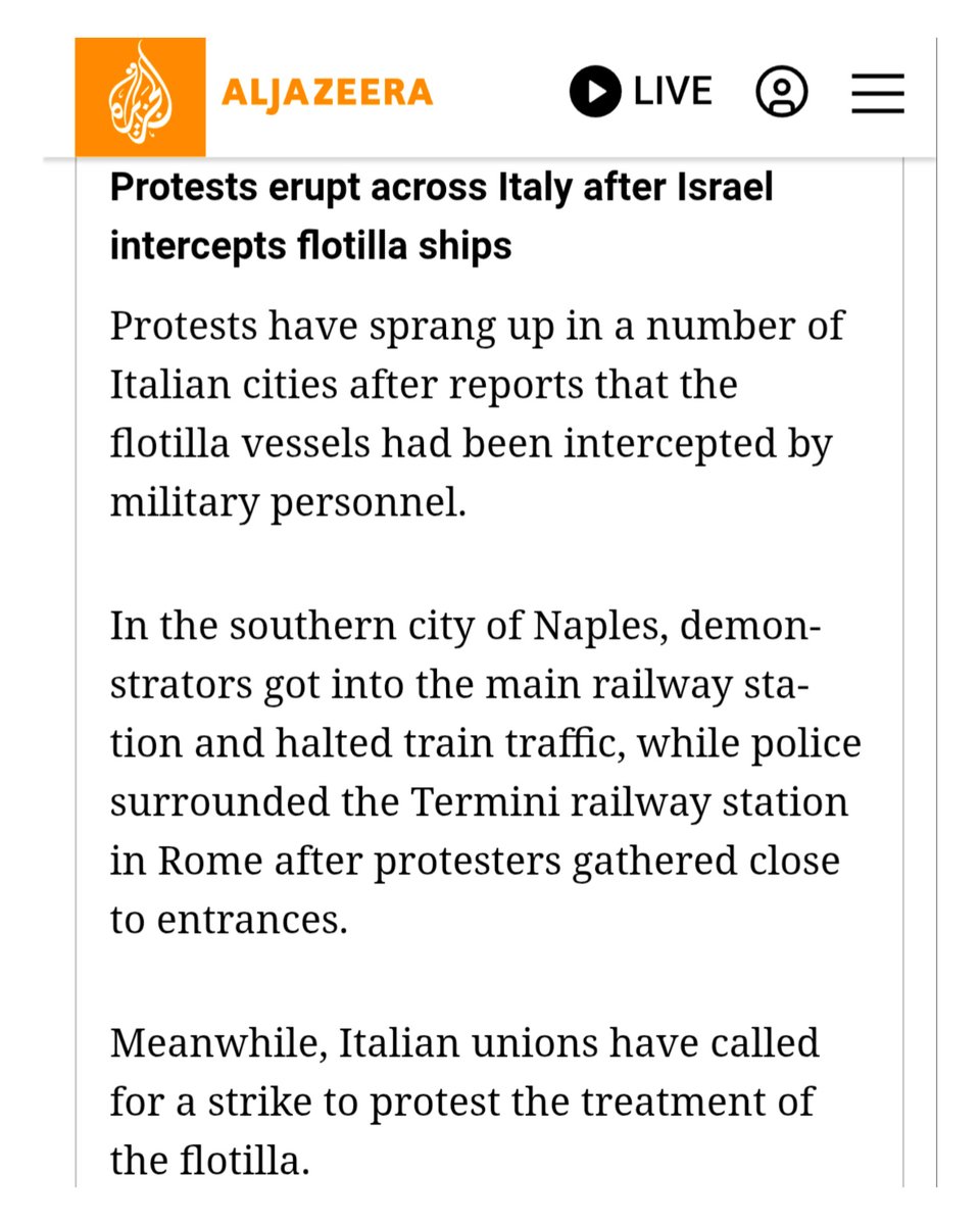 OunkaOnX's tweet photo. Protests erupt across Italy after Israel intercepts flotilla ships https://t.co/bxDaWPQg9o