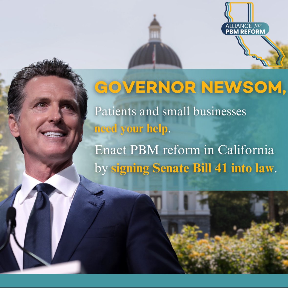 CAC_Updates's tweet image. California has the chance to lead the nation in PBM reform, building a future of price transparency and accountability. Your support can change the lives of countless patients who rely on affordable medications. @CAgovernor, please sign #SB41.