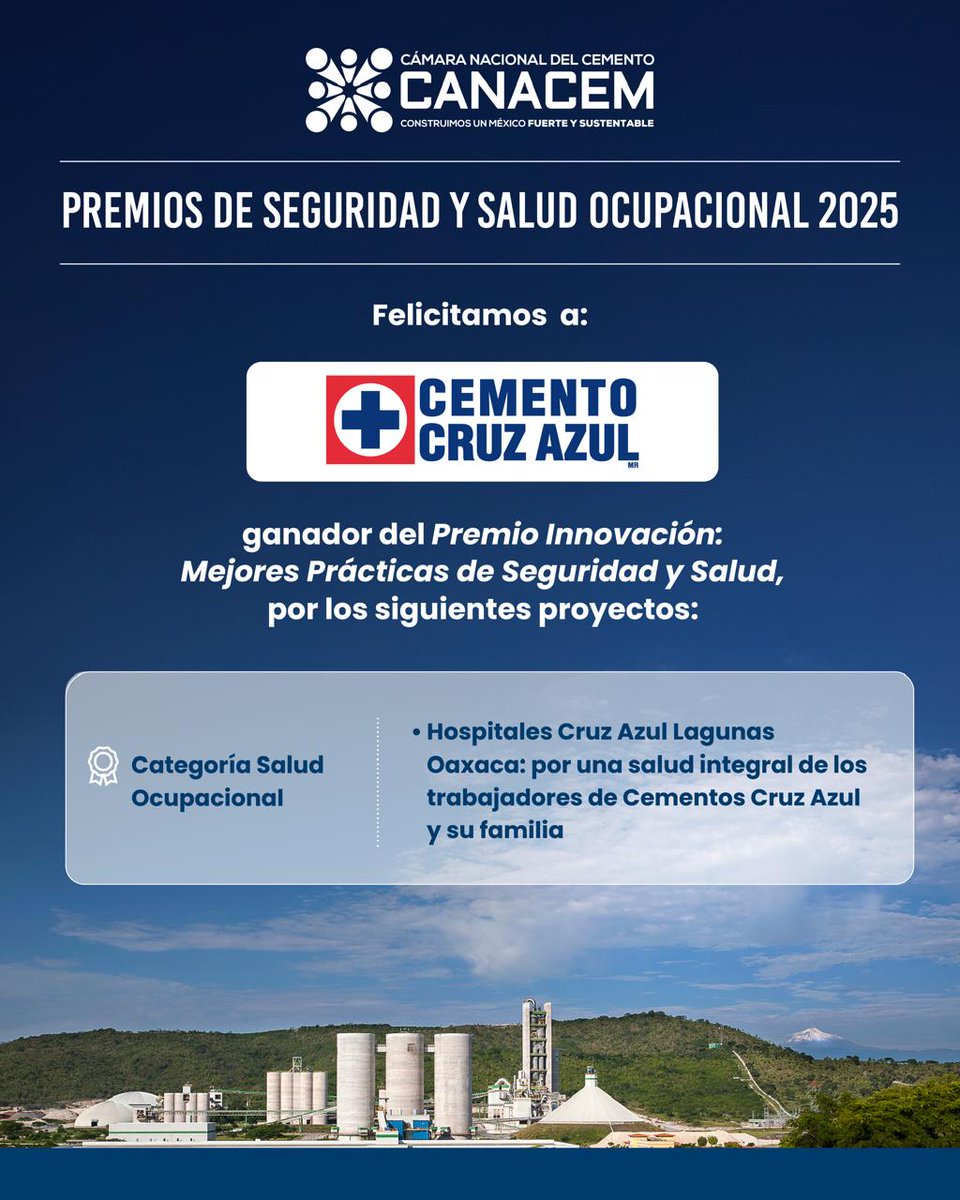 Felicitamos a Cruz Azul por obtener el Premio a la Innovación en Mejores Prácticas de Seguridad y Salud 2025.
<a href="/lacruzazul/">Cemento Cruz Azul ®</a>