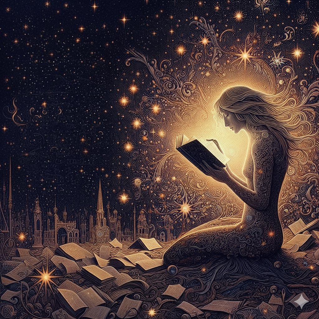 AngelovichSa's tweet photo. En la noche de letras y susurros,
el poeta en su éxtasis escribe,
palabras que son como murmullos,
del alma que en versos se exhibe.

Entre líneas de luz y sombra,
la poesía danza en la mente,
en un juego de formas que asombra,
al corazón que en versos se siente. https://t.co/0rDA7V39HC
