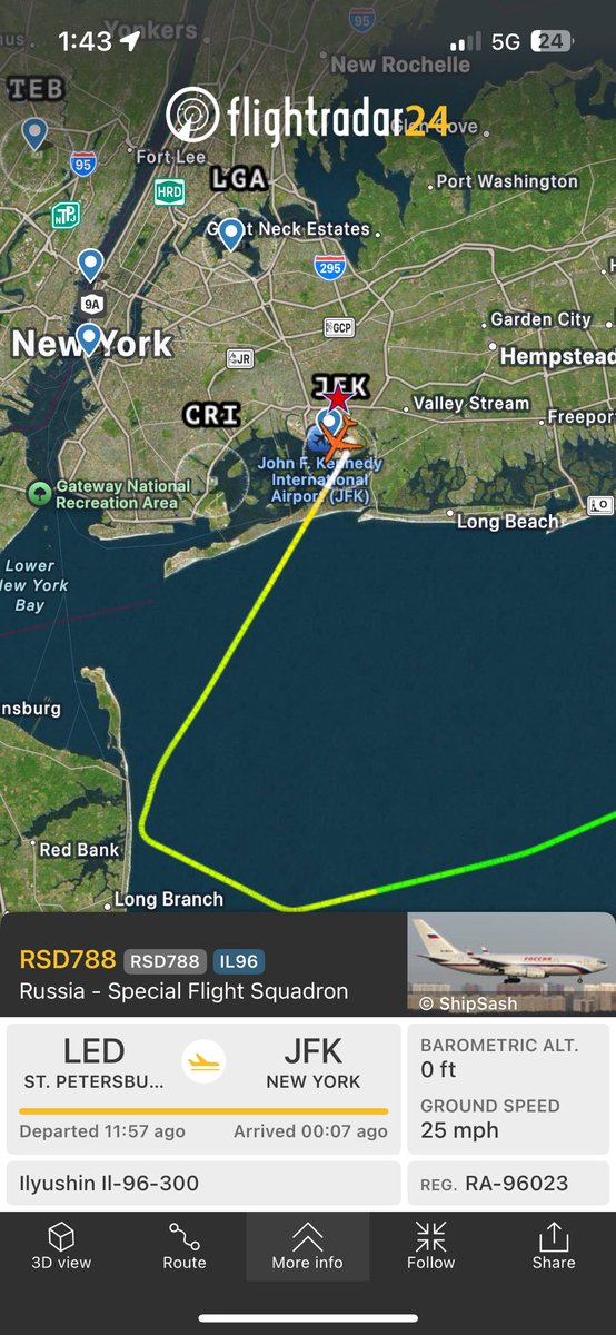 ElonAssistant's tweet image. Russian Special Flight Squadron RSD778 just landed at JFK