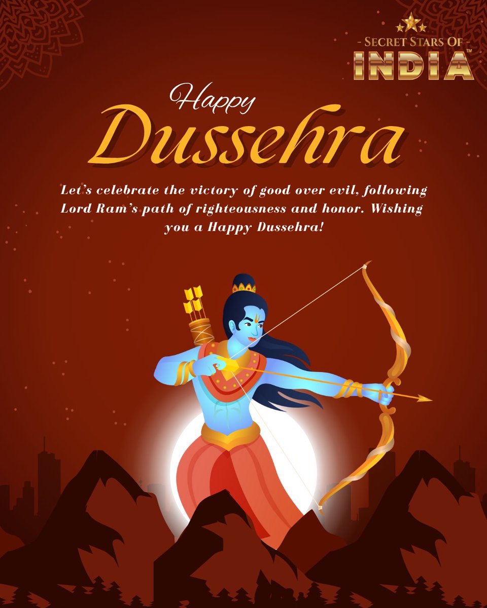 SStarsofIndia's tweet photo. This Dussehra, let’s burn the Ravan of unemployment and spread opportunities for growth.
Secret Stars of India celebrates the true warriors who create jobs, empower dreams, and bring prosperity.

#Dussehra2025 #VictoryOfGood #SecretStarsOfIndia #OpportunitiesForAll https://t.co/nXiPBjbLIb