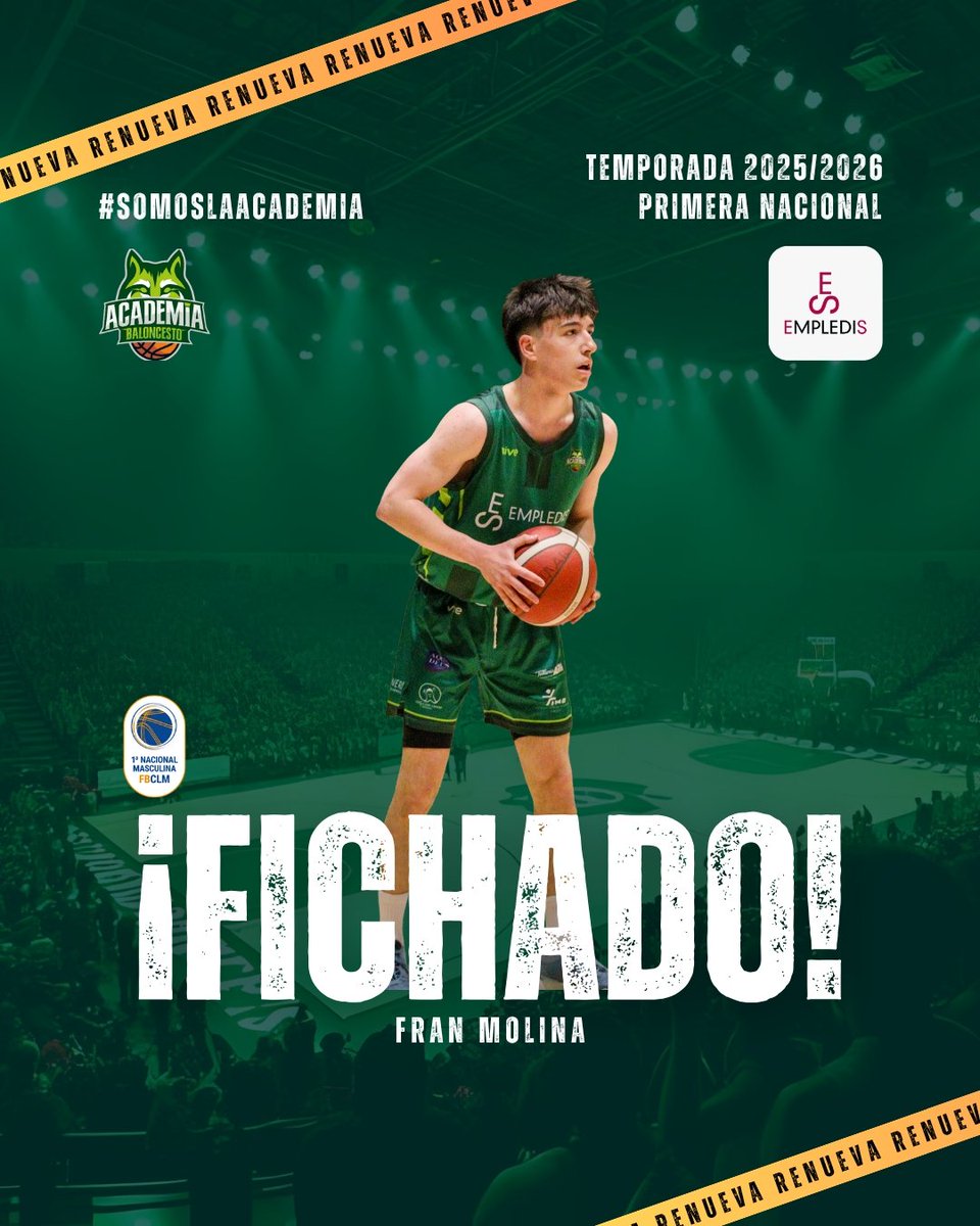 ¡Fran Molina vuelve a vestirse de Linces! 🐺💚

La Academia Baloncesto Albacete hace oficial la incorporación de Fran Molina al equipo de Primera Nacional Masculina de la <a href="/fbclm/">FBCLM</a> para la temporada 2025/26.

¡Nos alegramos de verte de vuelta, Fran! 🤜🏼🤛🏼

#SomosLaAcademia
