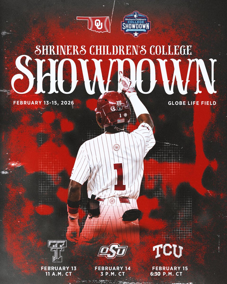 Oklahoma Baseball (@ou_baseball) on Twitter photo schedule set for opening weekend at <a href="/GlobeLifeField/">Globe Life Field</a>‼️
🎟️ & more info » ouath.at/4nRwZoo schedule set for opening weekend at <a href="/GlobeLifeField/">Globe Life Field</a>‼️
🎟️ & more info » ouath.at/4nRwZoo