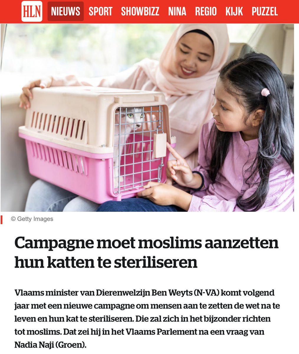 Eindelijk een politieke campagne die zich richt op de echte problemen van onze tijd: de voortplanting van katten met een geloofsovertuiging.
Misschien komt er binnenkort ook een campagne om protestantse cavia's te castreren. En daarna? Boeddhistische goudvissen aan de pil?