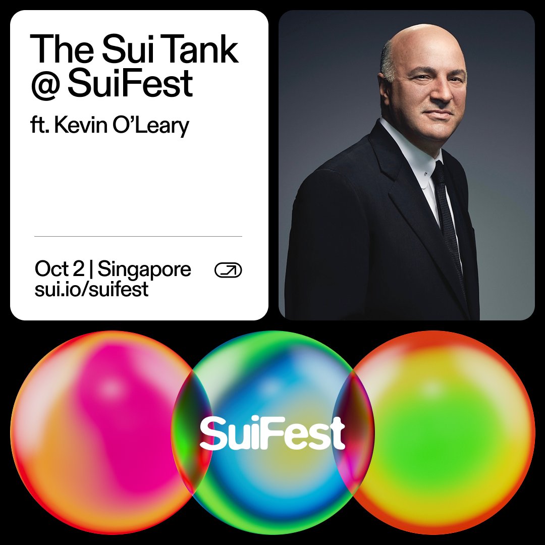 SuiNetwork's tweet photo. The founders’ showdown starts tomorrow.

Our esteemed panel of judges, including @kevinolearytv, will either be in or out on these 5 teams of hopeful entrepreneurs.

The Sui Tank. #SuiFest. See you there 👇
https://t.co/nn88aOK4aY https://t.co/wWK24QC529