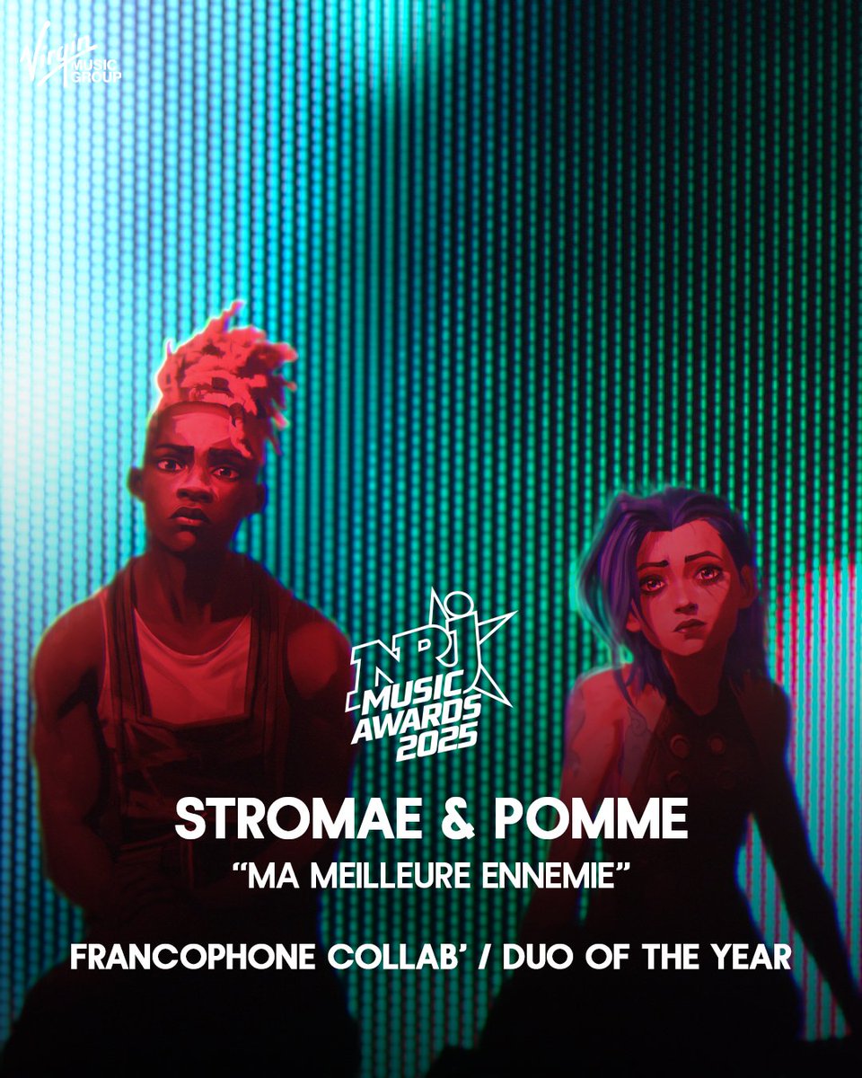 ForticheProd's tweet image. 💙🤍 “Ma Meilleure Ennemie” de @Stromae & Pomme est nominé aux #NMA2025 !
🗳️ Votez pour eux dans la catégorie Collab’/Duo Francophone
👉 Chaque vote compte : nrj.fr/music-awards?c…