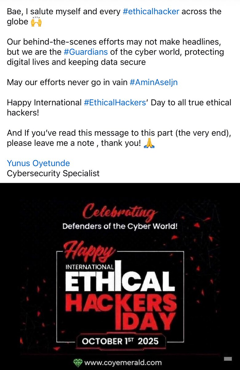CoyEmerald1's tweet image. #EthicalHackers’ Day 📌