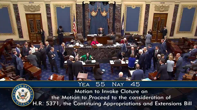 For a third time, Senate Democrats have led a filibuster to block action on a House-passed temporary funding bill.  The government shutdown continues.
