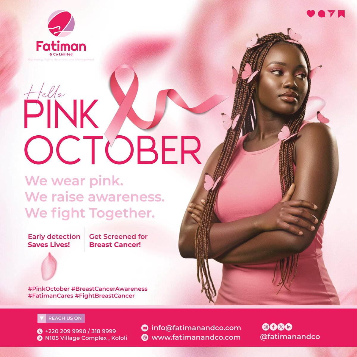 It’s #PinkOctober let’s raise awareness , get screened and keep up the fight against #breastcancer 💕

#PinkOctober #BreastCancerAwarenessMonth #FatimanCares