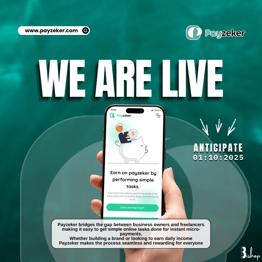 payzeker's tweet image. 🚀 We Are Officially LIVE! 🎉
Payzeker is here — your gateway to earning daily income by performing simple online tasks 💰✨

👉 Sign up today at payzeker.com and start earning immediately!

#Payzeker #WeAreLive #LaunchDay #EarnOnline #StartEarning