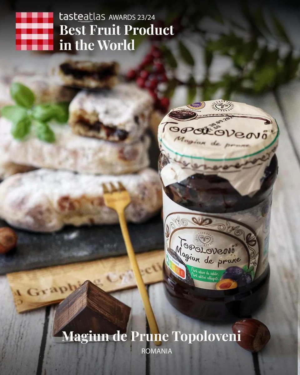 Magiunul de prune Topoloveni a fost desemnat, pentru al patrulea an consecutiv, cel mai apreciat produs din lume în clasamentele Taste Atlas – Atlasul Internațional al Gusturilor!