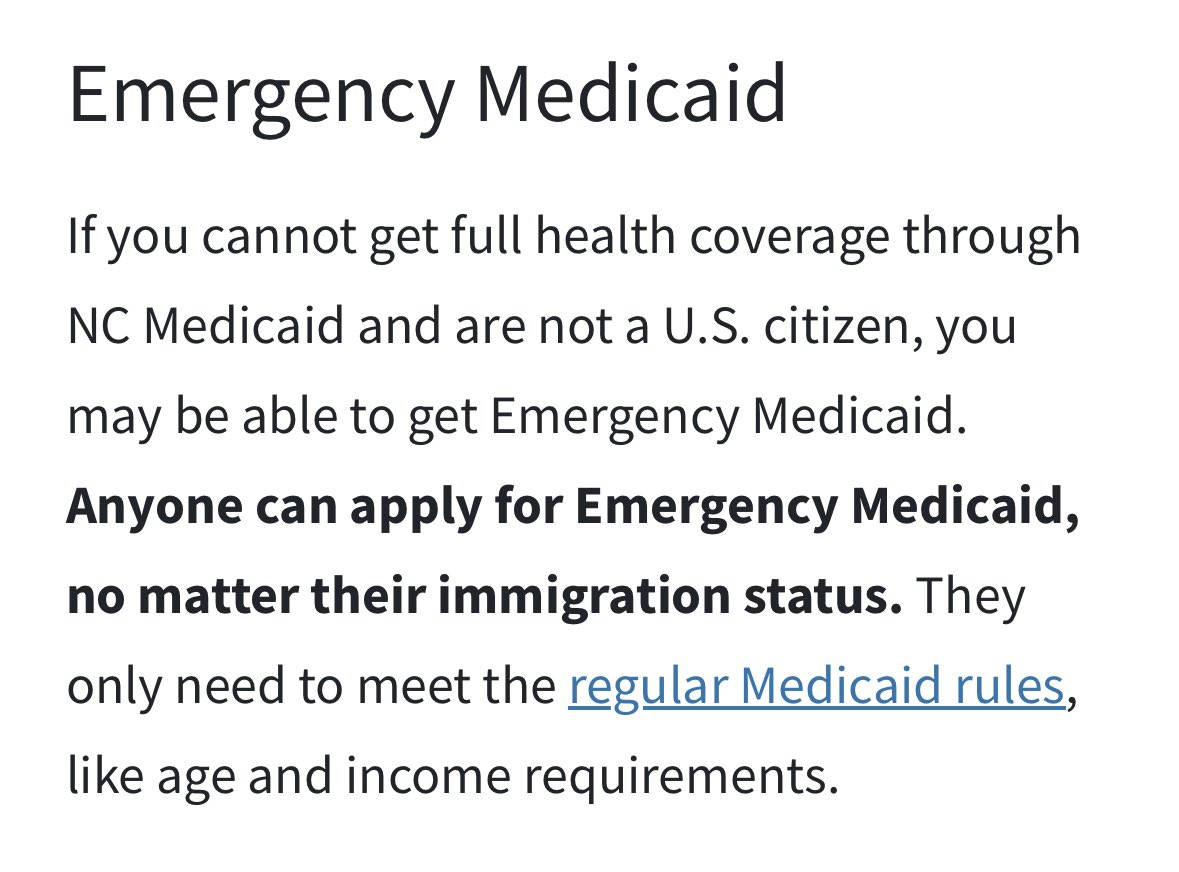Don't forget North Carolina, whose state website explicitly advertises Emergency Medicaid services for illegal immigrants. They even put it bold so illegals know they can get free healthcare!

How stupid does Chuck Schumer think people are?