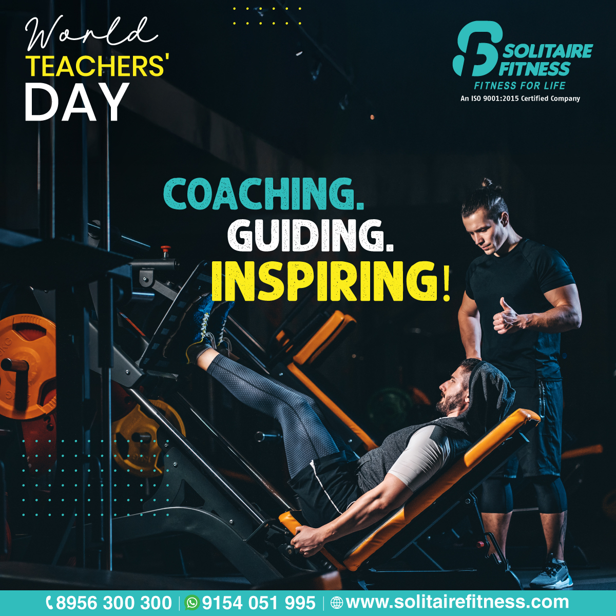 SolitaireFit's tweet photo. COACHING. GUIDING. INSPIRING!
On this World Teachers’ Day, we celebrate our fitness trainers – the true teachers who push us, guide us, and inspire us to be our best every day.
#WorldTeachersDay #FitnessMentors #SolitaireFitness #Fitness #BestGyms #BestGymEver #FitnessCenters https://t.co/6syr9HmTLQ