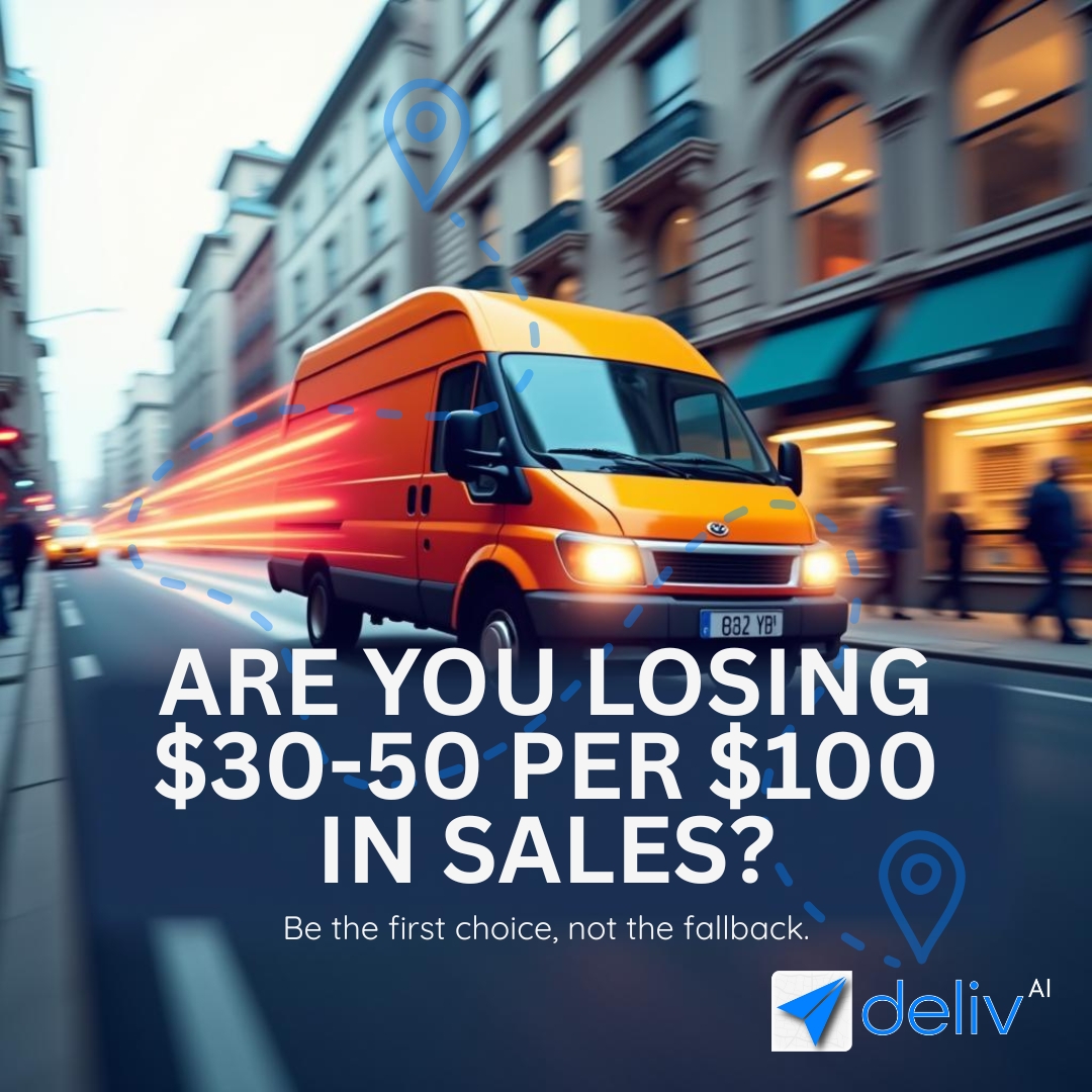 deliv_AI's tweet photo. delivAI's 1-4 hour delivery windows turn your local inventory into an impulse-buying advantage. We've helped retailers capture 45% higher order values from same-day customers. Start with a 30-day pilot and see the revenue impact yourself. https://t.co/BtF26UVmD1