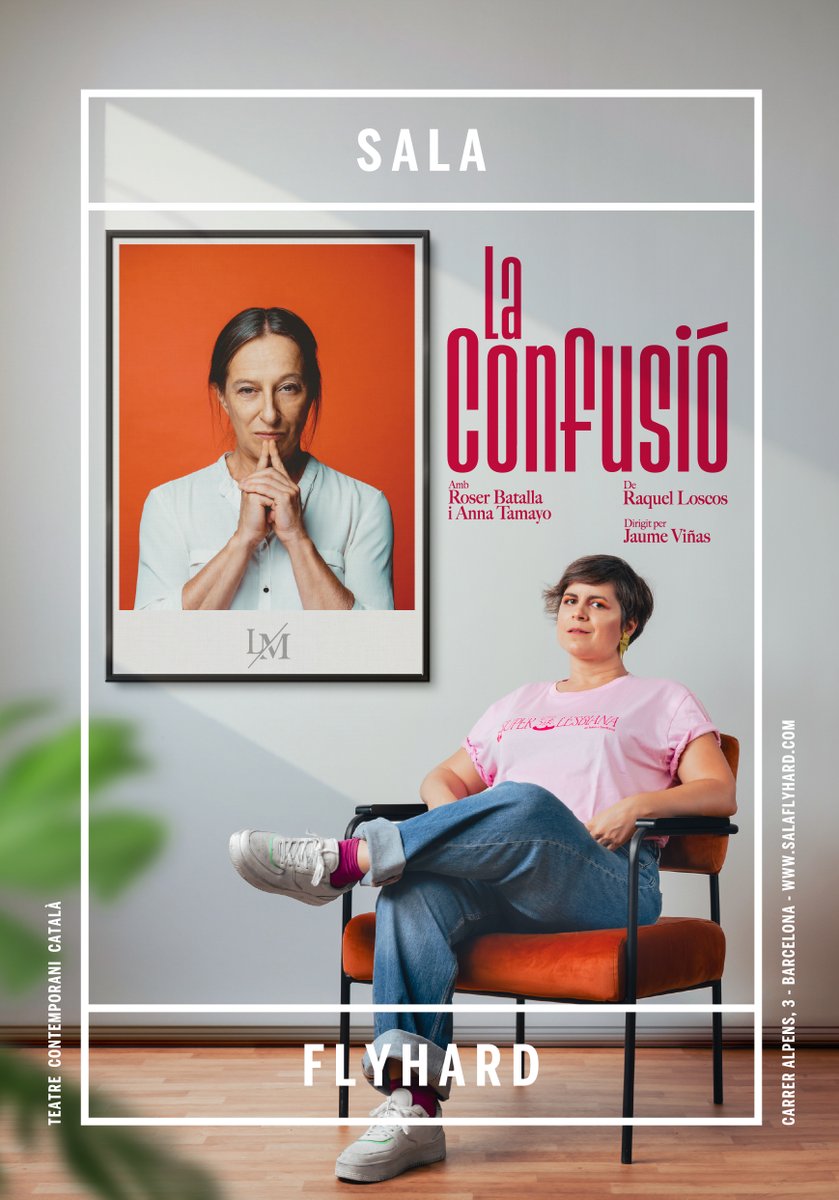 Estrenem LA CONFUSIÓ
Una crítica punyent a les teràpies de conversió homosexual i a la manipulació disfressada d'ajuda.
Una obra de Raquel Loscos dirigida per @Jaume Viñas. Amb Roser Batalla i Anna Tamayo
🌟Estrena: 16 d'octubre
🎟️ salaflyhard.com/ca/programacio…