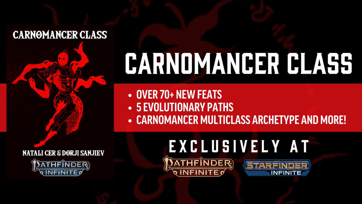 The Carnomancer Class is available now!

Get it here: tinyurl.com/mtsuas6w

Masters of flesh-shaping magic, dedicated to unraveling the enigma of eternal life and immortality through biological perfection, achieved thanks to exacting and painful study. #pathfinder #TTRPGs