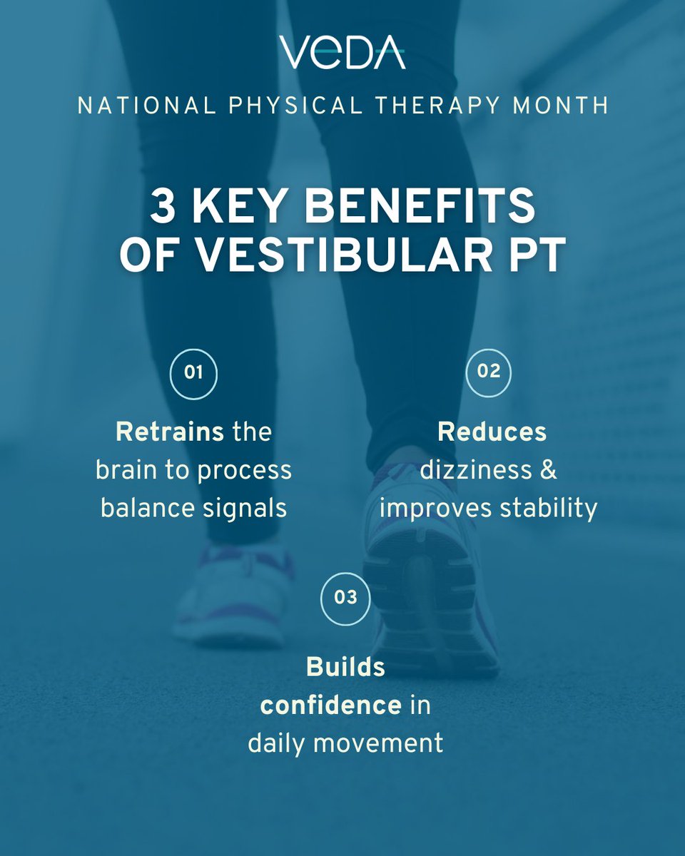 vestibularveda's tweet photo. October is National Physical Therapy Month 💙

✨ If you’ve been living with dizziness, vertigo, or imbalance, ask your provider about vestibular PT — it could be a step on your journey to recovery. 

#NationalPhysicalTherapyMonth #VestibularAwareness #BalanceDisorder #VeDA https://t.co/e6jGpXJXDI