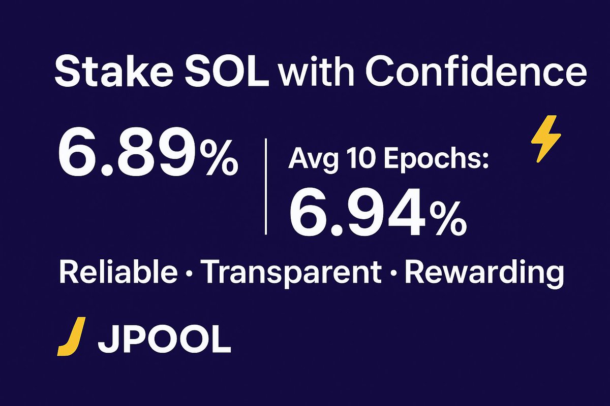 SOLA_node's tweet image. 💰 Steady rewards with JPOOL Validators! @solana 
📊 Current APY: 6.89%
📊 Avg (10 Epochs): 6.94%
✅ Reliable returns
✅ Transparent performance
✅ No hidden fees
👉 Stake SOL today &amp;amp; grow your earnings with confidence! 🚀 #JiminxDior