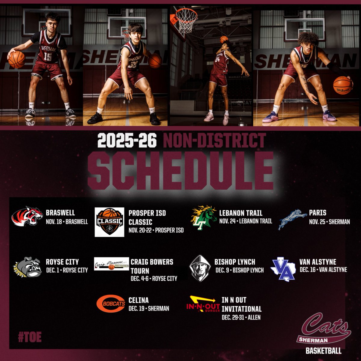 SHBearcatBB's tweet image. ⏳4 Weeks until our Season is here...
📅25-26 Non-District Schedule is set!
#TOE