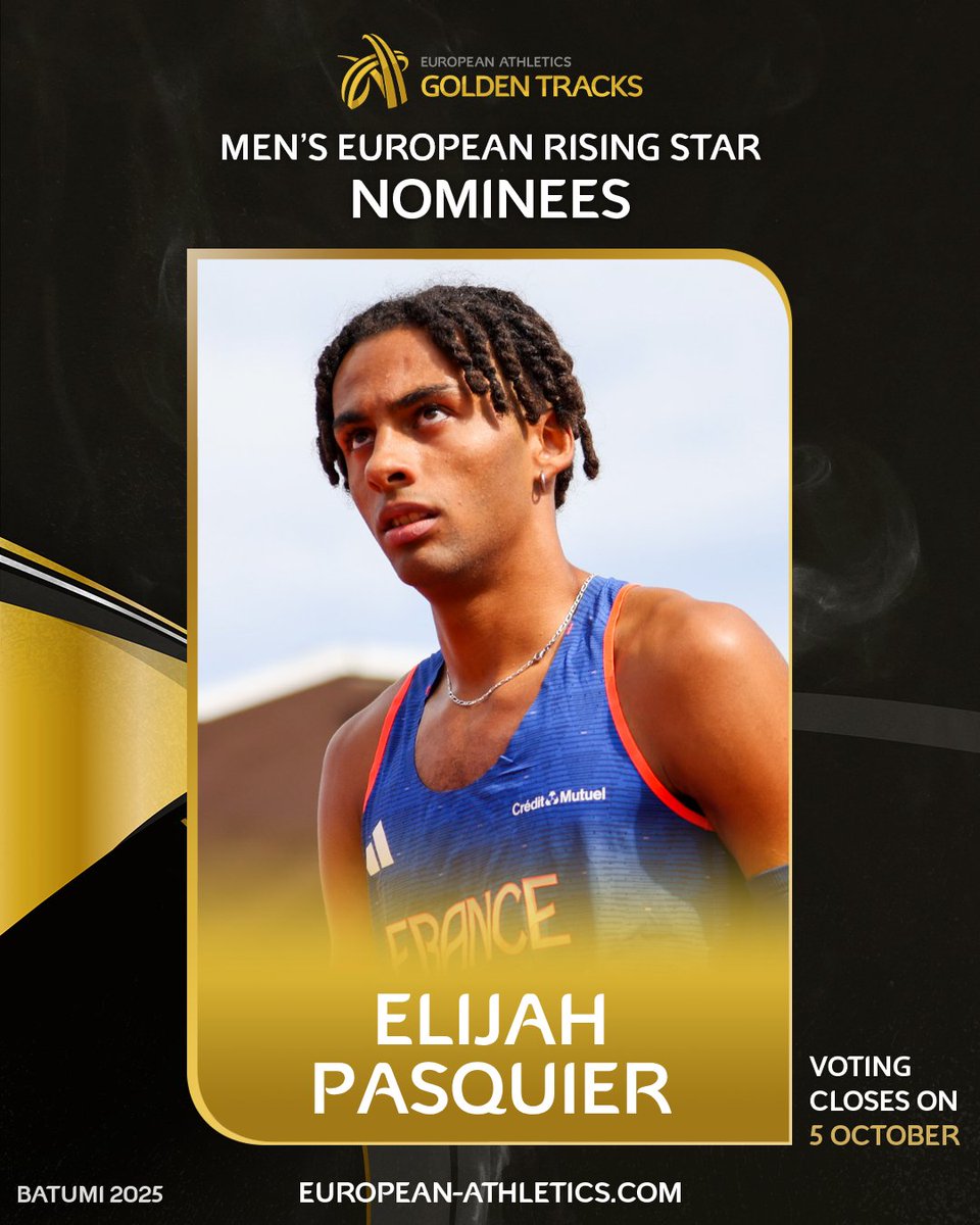 🥇 European U20 high jump champion
☝️ World U20 high jump leader at 2.25m

Can Elijah Pasquier count on you? 🙌

#GoldenTracks 🗳️ bit.ly/GoldenTracks20…