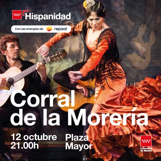 La espectacular noche flamenca de Corral de la Morería en la Plaza Mayor de Madrid será, un año más, el gran evento de clausura del festival Hispanidad. Domingo 12 de octubre, 21:00 horas, entrada libre.

#flamenco #Madrid #Hispanidad #MadridEsCultura <a href="/CulturaCMadrid/">Cultura▪️Comunidad de Madrid</a>