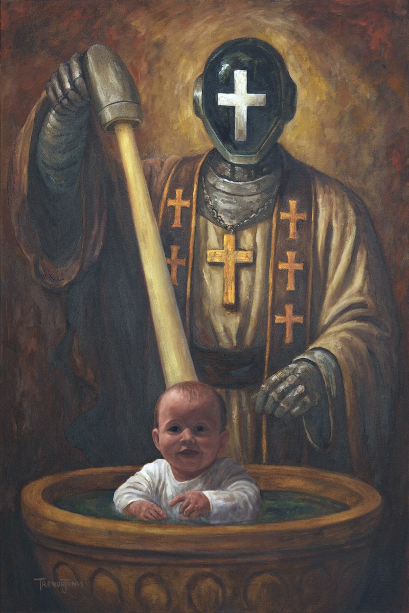 'Blessed Are the Rebooted' &amp; 'Original Sin Deleted'
Sacraments: Anointing of the Sick &amp; Baptism
Oil on canvas
120 x 80 cm
Exhibition: #EXPOS3D 

Enter 👉 trevorjonesart.com/expos3d/

The #7Sacramemes reimagine the seven Catholic sacraments through the lens of meme culture. Painted in