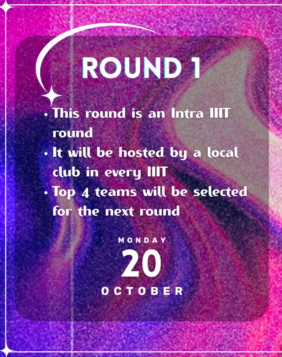 udbhav_iiits's tweet photo. π UDBHAV β25 β The Hackathon Journey Begins!
β‘ Round 1: Intra-IIIT Hackathons (20 Oct)
π» Round 2: 12-hr Online Hackathon (1 Nov)
π Round 3: 24-hr Grand Finale @IIITSC (24β25 Jan)
Are you ready to make history? π₯
#Udbhav25 #InterIIITHackathon #IIITsUnited #Hackathon https://t.co/21KiBEkSXT