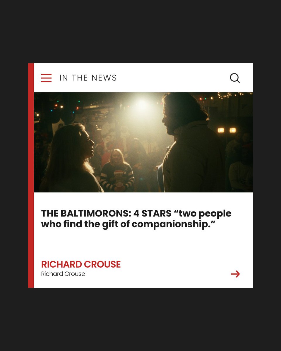 Route 504 PR (@route504pr) on Twitter photo Coverage highlights
Interview: Jules Koostachin for ANGELA'S SHADOW (<a href="/hollywoodsuite/">Hollywood Suite</a>)
By Steve Norton, Screenfish
Review: THE BALTIMORONS (Renaissance): 4 STARS. “two people who find the gift of companionship.”
By Richard Crouse, richardcrouse.ca
linktr.ee/Route504PR Coverage highlights
Interview: Jules Koostachin for ANGELA'S SHADOW (<a href="/hollywoodsuite/">Hollywood Suite</a>)
By Steve Norton, Screenfish
Review: THE BALTIMORONS (Renaissance): 4 STARS. “two people who find the gift of companionship.”
By Richard Crouse, richardcrouse.ca
linktr.ee/Route504PR