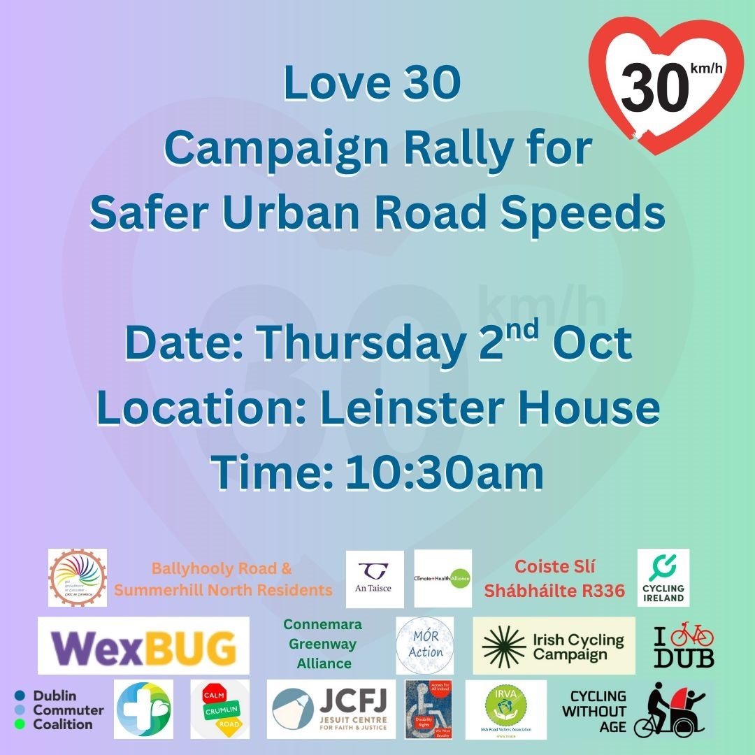 donna_cooney1's tweet image. Joint coalition for #Love30 outside the Dail tomorrow at 10.30am to show your support for safer streets. With the Government reversals on commitment to national 30kmph as default. It's unlikely Local Authorities will chose to do so. Opposition from councillors in DCC preventing
